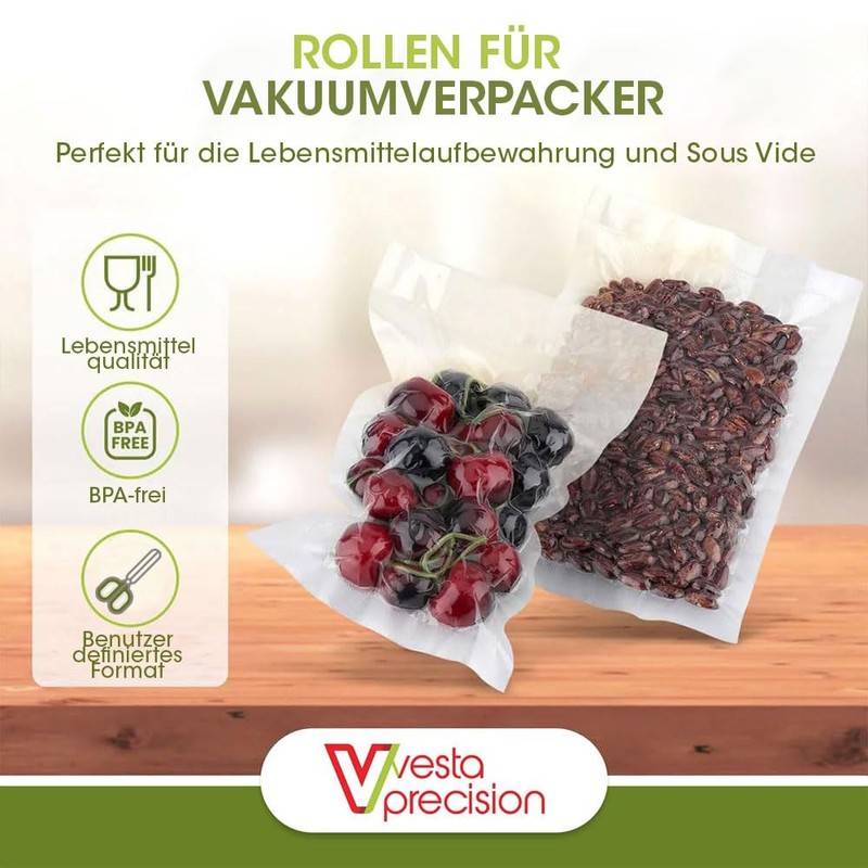 Vesta Precision Vacuum Sealer Rolls - Clear and Embossed -