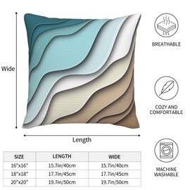 Blue Teal and Grey Boho Throw Pillow Covers 20x20 Set Of 2 Summer Outdoor Abstract Stripe Pillows Cover Mid Century Modern Decorative Pillow Case Farmhouse Cushion Cover for Home Couch Bed Sofa Decor