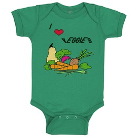 Custom Baby Bodysuit Letter Black Red Heart Few Veggies Vegetables Funny Cotton Boy & Girl Baby Clothes Kelly Green Design Only Newborn