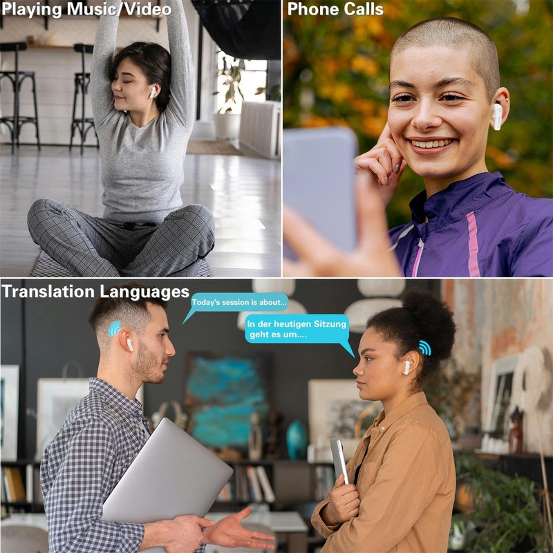 Beviliu Translation Earbuds Real Time, 144 Languages 4 Modes Translate