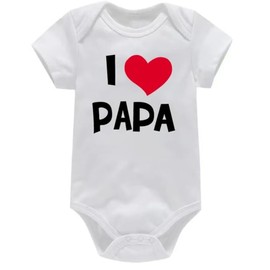 Baby Bodysuit Set of 2, I Love Mama and Papa Design, White Cotton Romper (White, 3 Months)