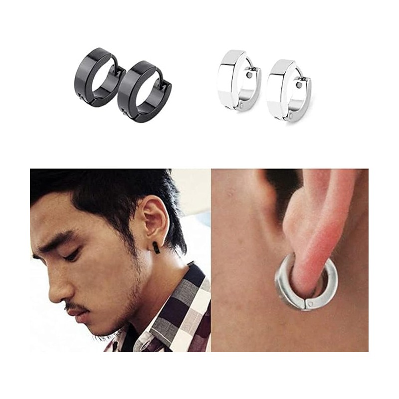 Yesallwas Earrings for Men Women,Stainless Steel Round Hoop Dot Earrings