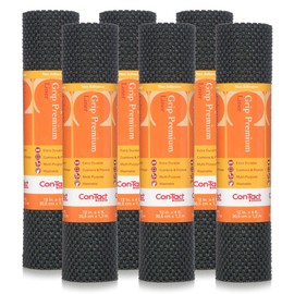 Con-Tact Brand Grip Premium Thick Non-Adhesive Shelf and Drawer Liner, 12" x 4', Black, 6 Count