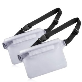 Venterior Waterproof Pouch 2 Pack with Adjustable Waist Strap - Keep Your Phone Wallet Safe and Dry - Dry Bag for Swimming Snorkeling Boating Sailing Water Parks (White & White)