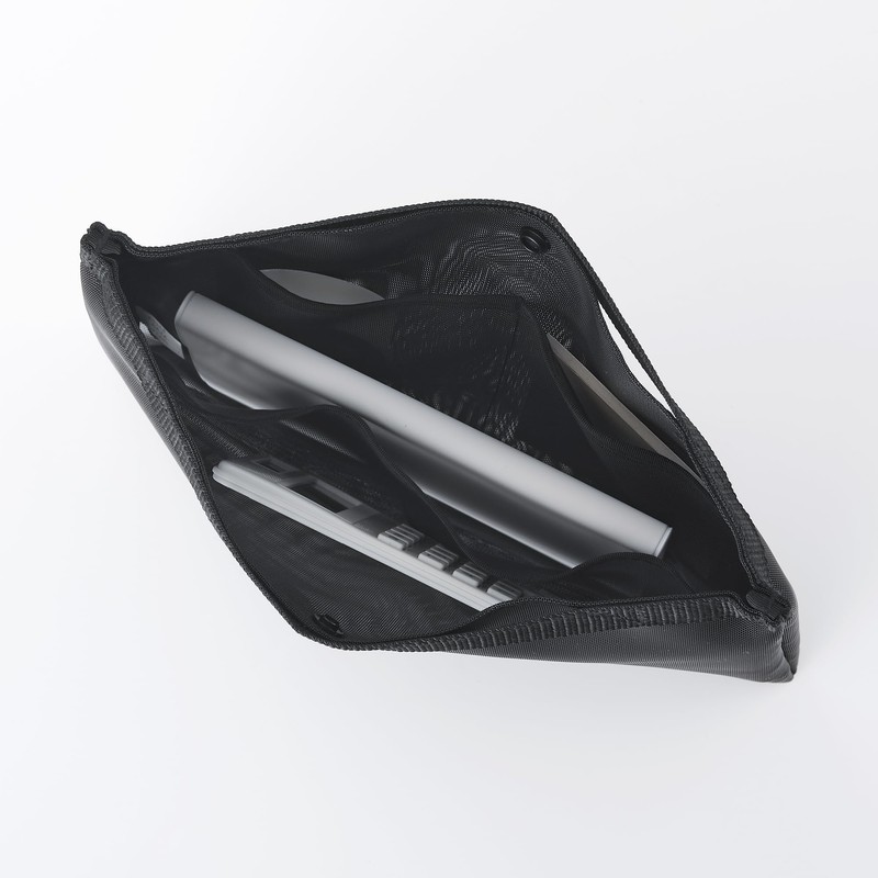 MUJI NDD96A1S Nylon Mesh Bag-In Bag, Black, A4