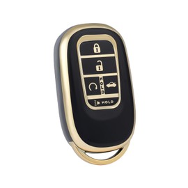 OFF WE GO for Honda Key Fob Cover, Soft TPU Full Protector Key Fob Case Shell for 2022 2023 Honda Accord HR-V CR-V Pilot Civic Remote Key, Gold Black