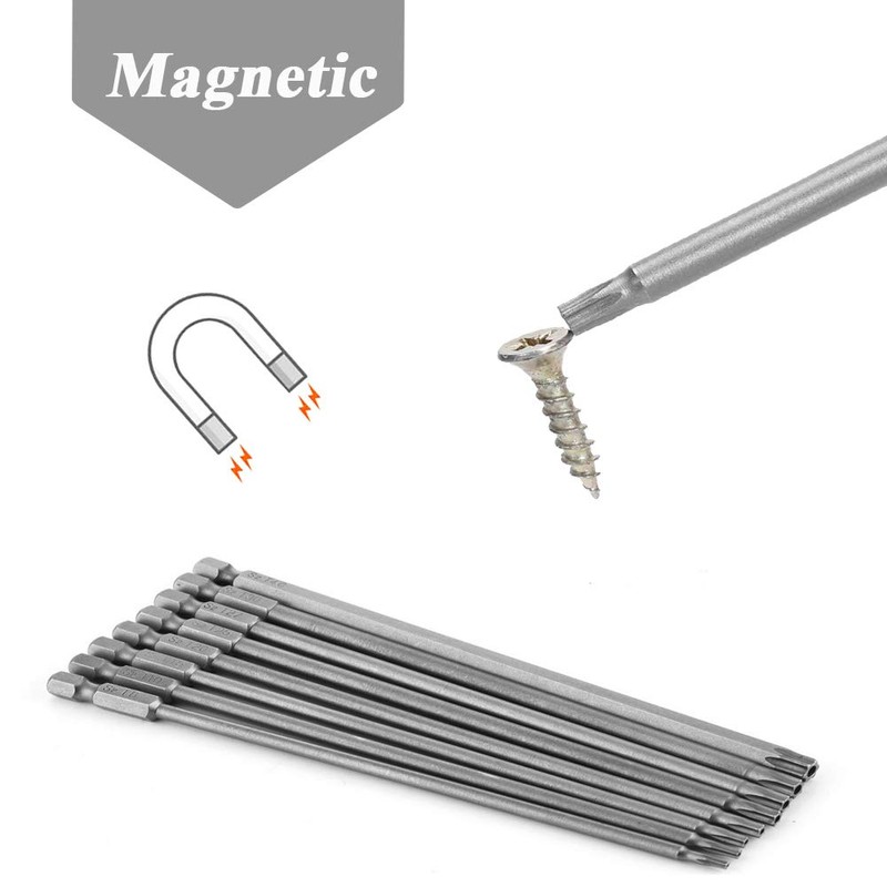 Mesee 8 Pieces Long Torx Head Screwdriver Bit Set, 1/4