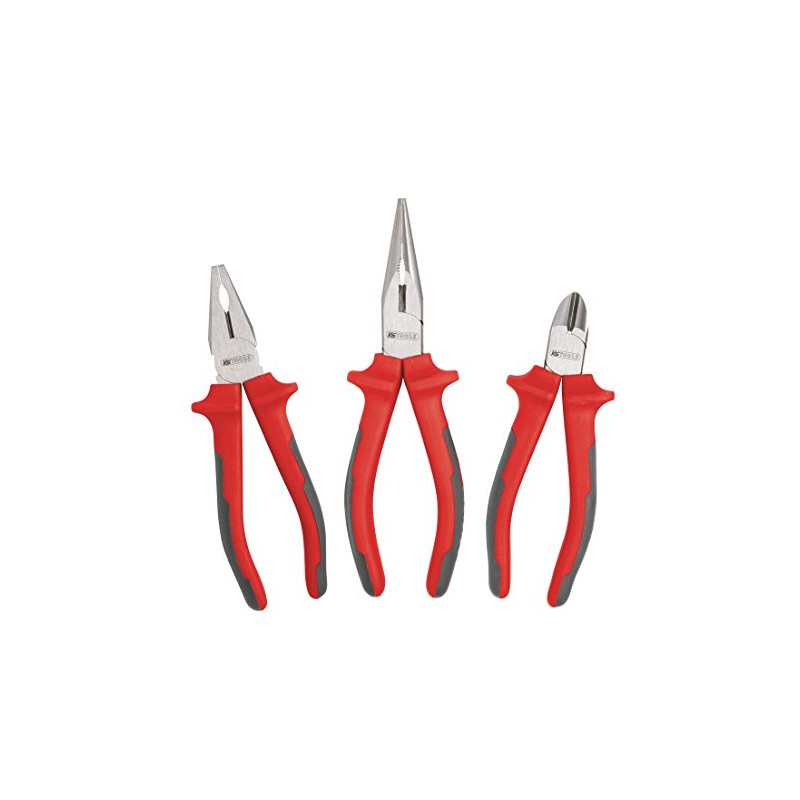 KS Tools 922.8010 Set of 3 Ultimate Tweezers, Red/Black