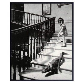 Goth Room Decor Photo - Funny Gothic Wall Art - New York City Wall Art Decor - Creepy Girl With Alligator Crocodile Vintage Picture - Weird Humorous Gift - 8x10 Photo