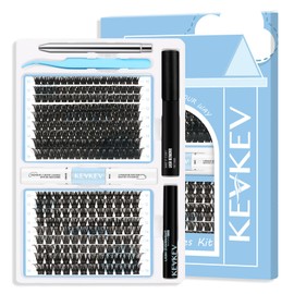 KevKev DIY Lash Extension Kit Individual Eyelash Extension Kit 216 Pcs 10-16 Mix Length Lash Cluster Kit Lash Bond and Seal Lash Glue Lash Remover Overnighter (Cirrus+Typhoon, D-Mix)