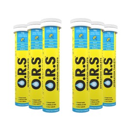 O.R.S Hydration Tablets with Electrolytes, Vegan, Gluten and Lactose Free Formula – Soluble Sports Hydration Tablets with Natural Lemon Flavour, 24 Tablets (Pack of 6 x 24)