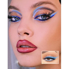 Jutqut Matte Gel Eyeliner, Waterproof and Smudge-proof Eyeliner Pen, Long-Lasting Vegan Eyeliner Pen for Quick Drying, High Colour Rendering Eye Liner, Blue Eyeliner Pen #07