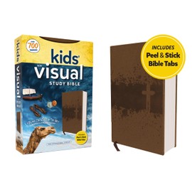 NIV, Kids' Visual Study Bible, Leathersoft, Bronze, Full Color Interior, Peel/Stick Bible Tabs: Explore the Story of the Bible---People, Places, and History