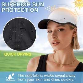 Lansigreen Quick Dry Hat with Hair Extensions Sun Protection Hat Wig Lightweight Outdoor Baseball Cap Attached 13" Short Straight Hairpiece Synthetic for Women Bleach Blonde Mix Ash Blonde
