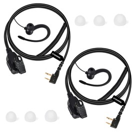 HYSHIKRA Transparent Headphones Headset Compatible with Midland G7 Pro G8 G9 Pro M24 M24 Plus M48 M99 G6 XT G7 XTR Security Airsoft (Black G-shaped, 2)