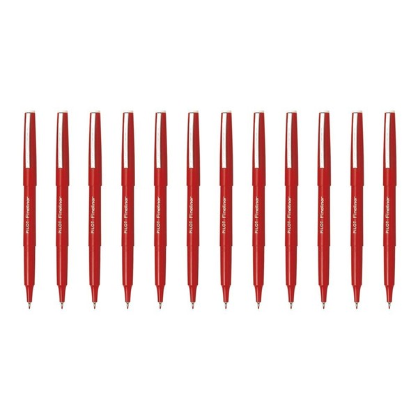 Pilot Fineliner 1.2 mm Tip - Red, Box of 12