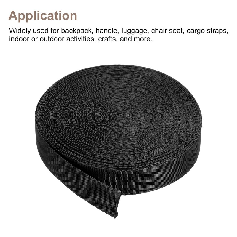 QUARKZMAN Nylon Webbing Flat 1 Inch 10 Yards Black for