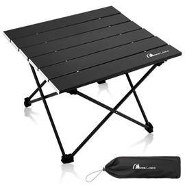 MOON LENCE Folding Beach Table, Small Folding Table, Outdoor Ultralight Aluminum Camping Table, Portable Compact Backpacking Table, Travel Table for Beach, Picnics, Cooking, Hiking