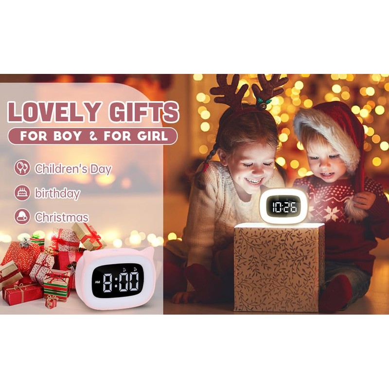 Roysamrt Digital Children's Alarm Clock with Light, Digital Alarm Clock,