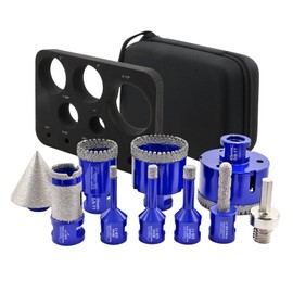 SHDIATOOL Diamond Drill Core Bits Kit Hole Saw Sets Diamond Drill Mould Guide for Drilling Porcelain Tile Marble Ceramic Granite with Hollow EVA Guide Jig 10pcs(6/8/10/25/35/50/65/10MM/2inch/HEX)