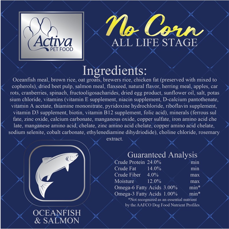 Activa No Corn Custom Dog Food (Oceanfish, 15lb.)