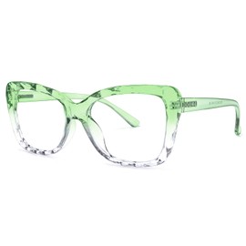 Zeelool Elegante TR90 ojo de gato de gran tamaño gafas de bloqueo de luz azul para las mujeres 100% protección UV400 gafas Edna ZOT524812, Op0797619-06 Verde, L
