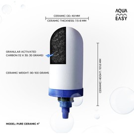 AquaEasy 4 Inch Ceramic Water Filter Candles (Pack of 2) Replacement Filter for Gravity water filtration system | Household Water Bucket Filtration System | Suits all major brands |