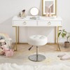 Gitrah White Vanity Chair for Makeup Room Round Ottoman Tufted
