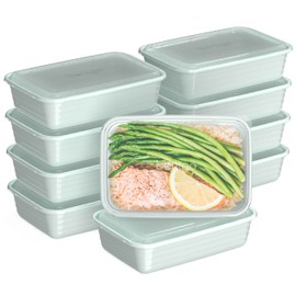 Bentgo Prep 1-Compartment Meal-Prep Containers with Custom-Fit Lids - Microwaveable, Durable, Reusable, BPA-Free, Freezer and Dishwasher Safe Food Storage Containers - 10 Trays & 10 Lids (Mint)