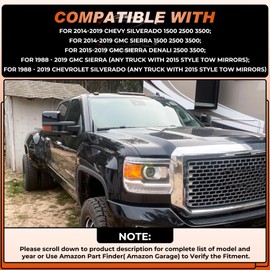 ACLONG Tow Mirror Cover Caps Glossy Black Left & Right Rearview Side Mirror Caps Fit for Chevy Silverado GMC Sierra 2014 2015 2016 2017 2018 2019-1Pair