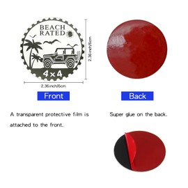 2 PCS Beach Badge Rated Car Emblem, 4 x 4 Metal Automotive Badge, 3D Round Metal Car Badges Emblems, Car Badge Decals Stickers Compatible with Jeep Wrangler Vehicles Trucks SUV RV (Beach Rated 2)