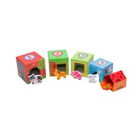 Bilingual Farm Animal Nesting Blocks - Educational Spanish-English Stacking Set for Kids | Interactive Learning Activities | Educational Learning, Preschool Activities, and Language Development Fun