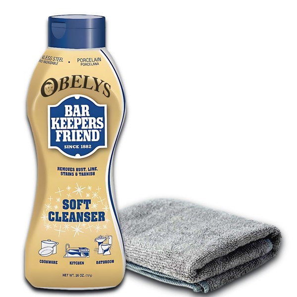 OBELYS Bar Keepper's Friends Soft Cleanser & Microfiber Cloth -