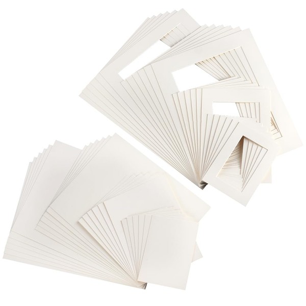 OLYCRAFT 24 Sets White Picture Mat Kit Rectangle Paper Picture
