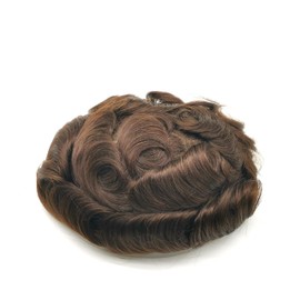 Toupee for Men Yanahair men hair pieces Mens Toupee Human Hair Replacement System 100% European Real Human Hair Mens Hairpieces Hair System 0.04mm Soft Thin Skin PU V-loop (#2 Dark Brown,8x10'')