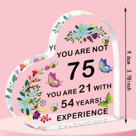 QMVMV 75th Birthday Acrylic Plaque 75th Birthday Gifts for Women Keepsake Unusual 75th Birthday Gifts for Her Special 75th Birthday Gifts for Mum Friend 75th Birthday Ideas for Sister