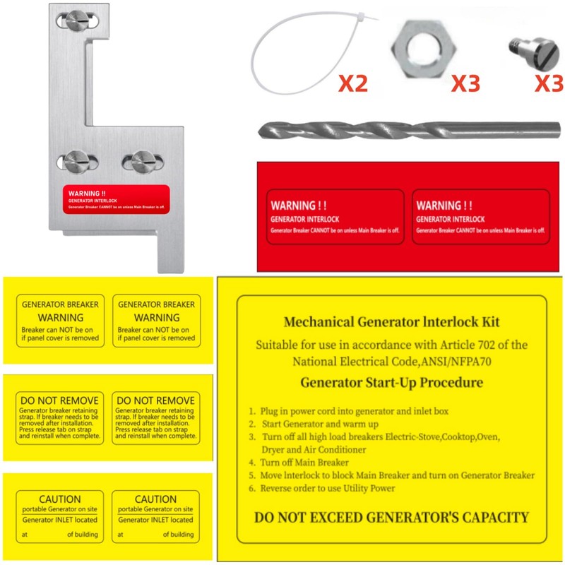 Generator Interlock Kit Compatible with GE General Electeric Vertical Main