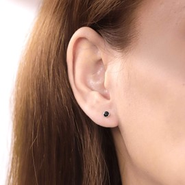 Boma Jewelry Sterling Silver Mini Black Onyx Circle Inlay Stud Earrings