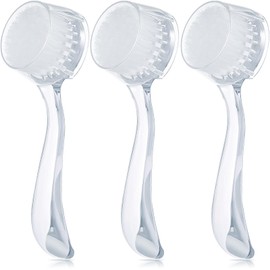 3 Pieces Face Brush Cleansing Manual Acrylic Handle Facial Scrubbers Soft Bristle Exfoliator Cleaner Brush Scrub Exfoliating Facial Brush for Face Care Makeup Skincare Removal (Transparent)