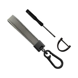 KHGUZ Genuine Leather Car Keychain, Vehicle Key Fob Chain Holder with 4 D-Rings 1 Screwdriver, Universal Auto Accessories(Gray)