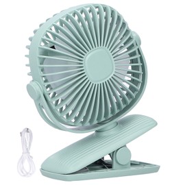 USB Charging Desktop Mini Fan Portable Home Office Clip On Fan with LED Night Light(Cyan )