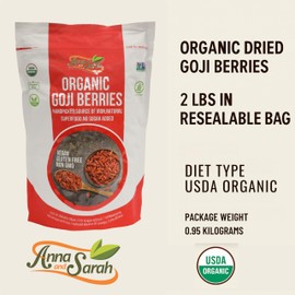 Anna and Sarah Organic Dried Goji Berries, 2 Lbs in Resealable Bag