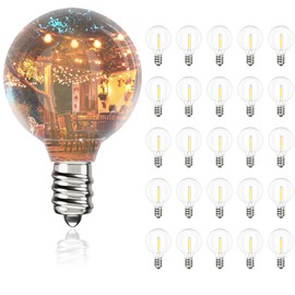 Svater Replacement Bulbs for Outdoor String Lights, 25 Pack G40 LED Shatterproof Globe Bulbs, E12/C7 Screw Base Edison Light Bulbs for Indoor Outdoor Patio Decor, Dimmable, Warm White 2700K