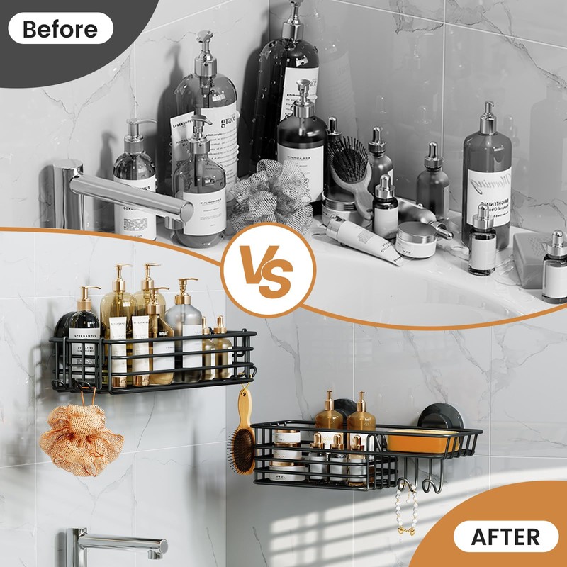 LEVERLOC Shower Caddy Suction Cup, 2 Pack suction shower shelf