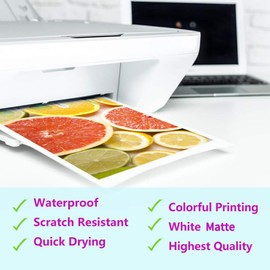 Waterproof Printable Vinyl Sticker Paper for Inkjet Printers - 50 50 Matte White Vinyl Sticker Papers, White Stickers, Cricut Sheets A4 - Holds Ink Wonderfully and Dries Quickly