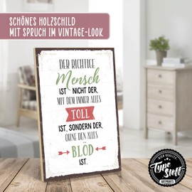 TypeStoff HS-00543 Wooden Sign with Saying - The Right Man - Vintage Look with Quote as Gift and Decoration