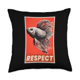 Beta Fish Axisone Beta Fish Animal Respect Vintage Retro Throw Pillow, 18x18, Multicolor