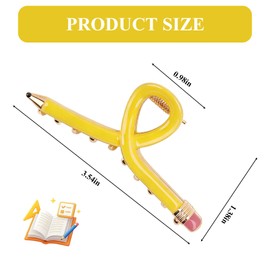Esitrormi 2 PCS Yellow Pencil Hair Clips for Women Funny Claw Clips for Thick Hair Cute Teacher Accessories Gifts for Teachers Back to School Supplies