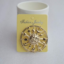 WOWOWO Golden Star Moon Sun Galaxies Rudder Brooch Pewter Lapel Pin Fashion Jewellery