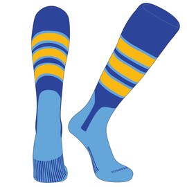 PEAR SOX OTC Baseball Softball Stirrup Socks (C, 7in) Royal, Sky Blue, Gold, SK